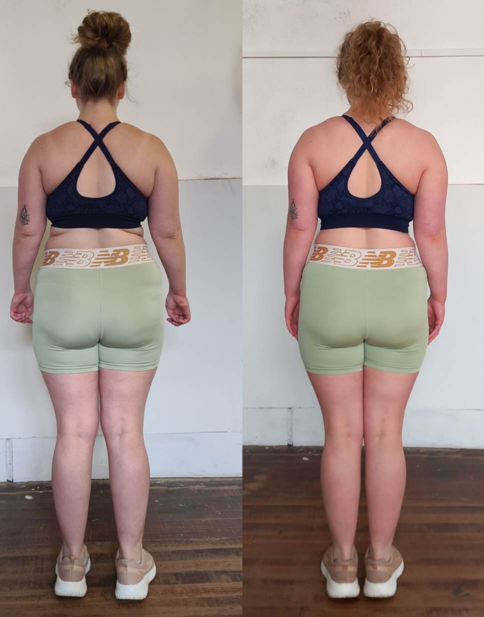 Back-view before and after of a female client