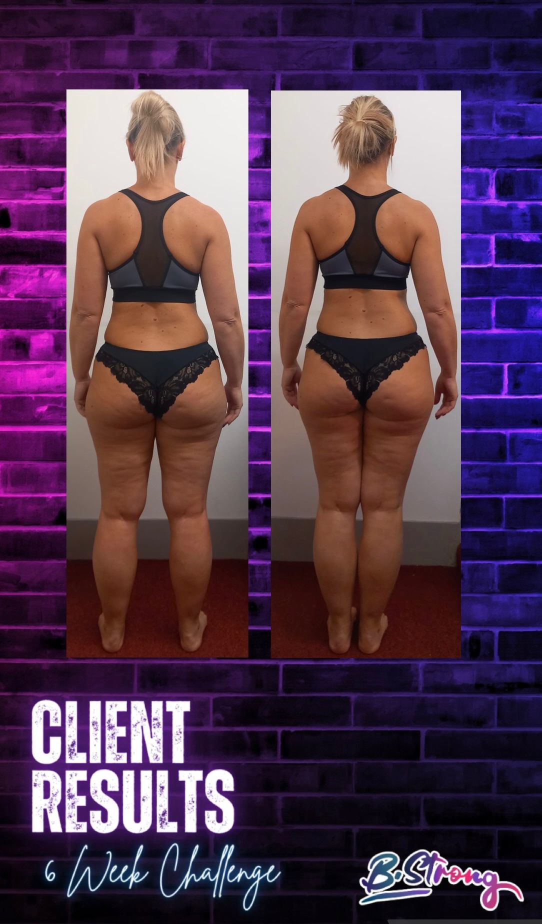 Back-view before and after of a female client